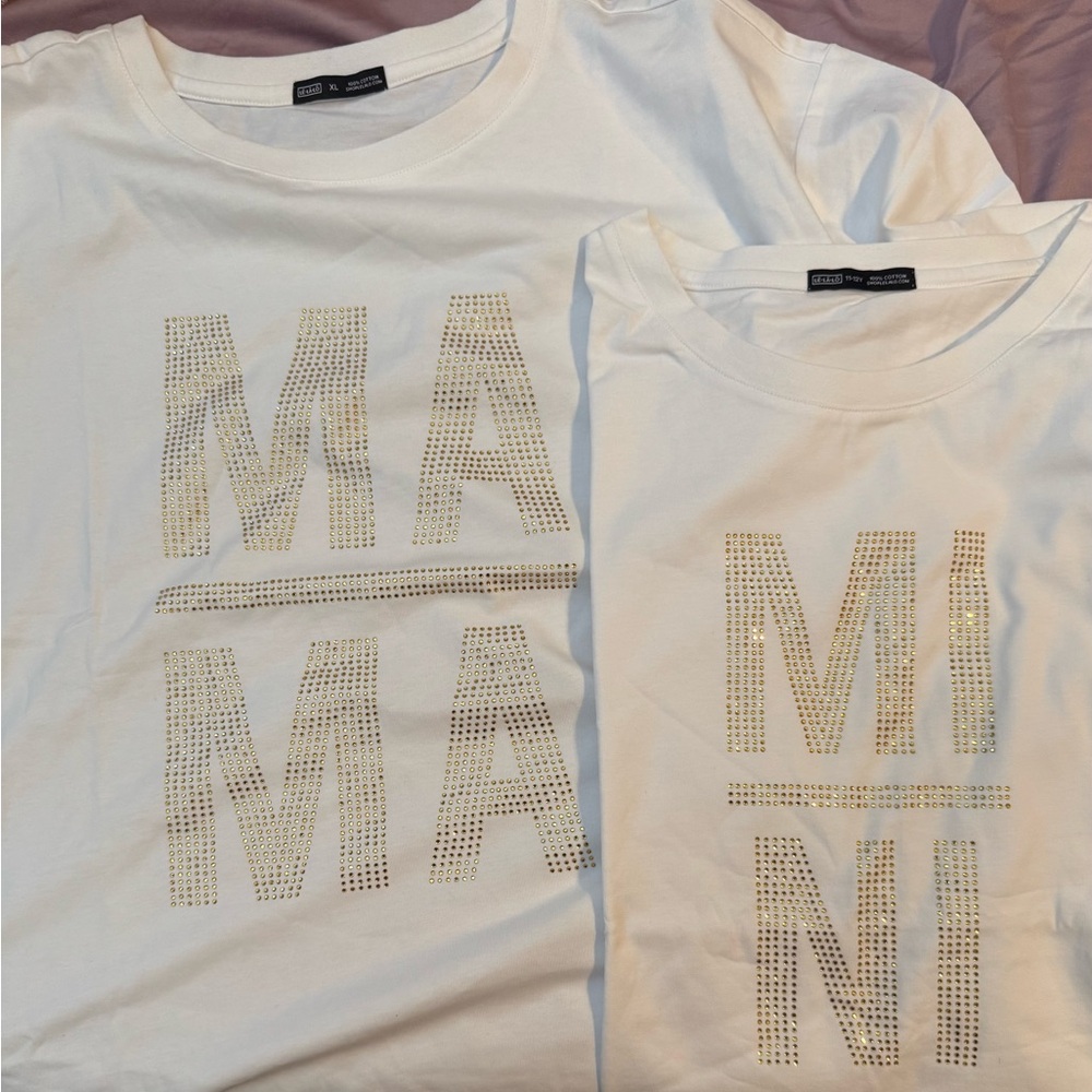 Mama and mini Rhinestone Oversized T-Shirts XL and kids 11-12y